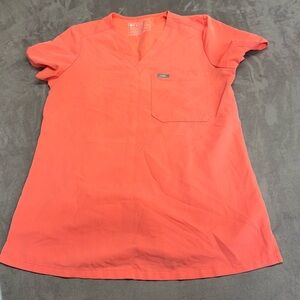 Figs coral pink Scrub Top Womens XS